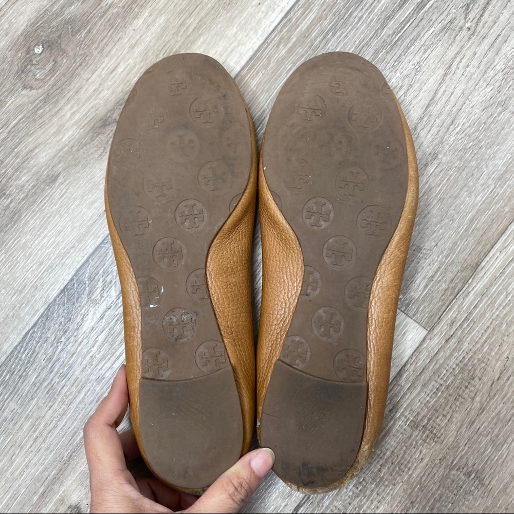 Tory Burch Reva Tumbled Leather Ballet Flats Size 8.5 - Picture 10 of 13